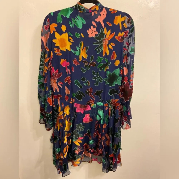 Alice + Olivia V Neck Burnout Velvet Tunic Dress Size Small - Picture 5 of 10